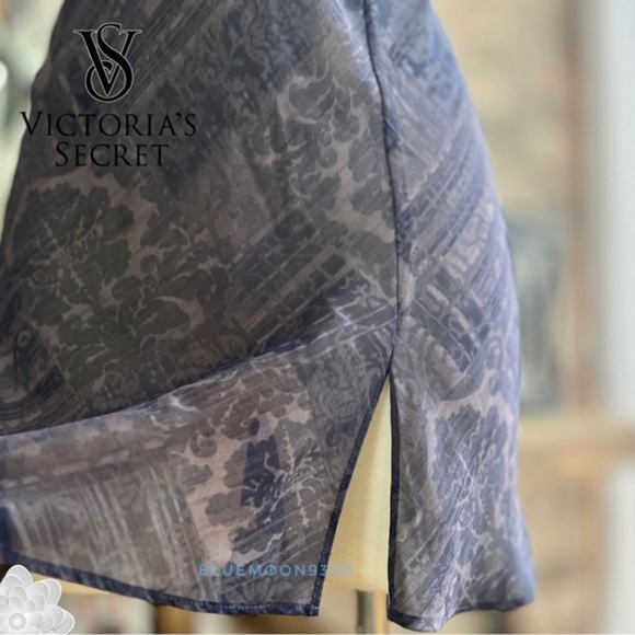 VICTORIA’S SECRET Gown Dress Dark Purple Sheer Nightgown L - Picture 8 of 10